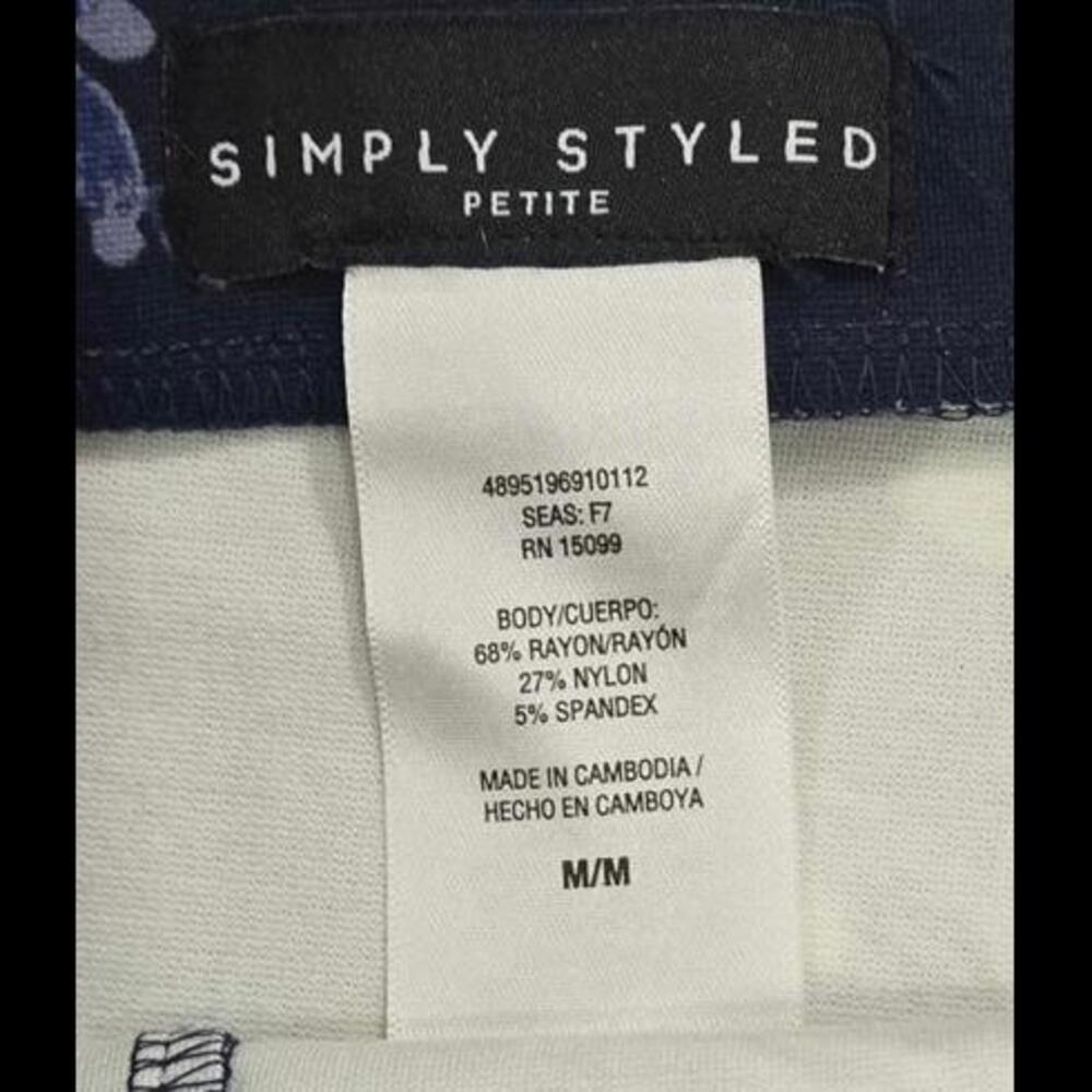 Simply Styled Navy Floral Print Body Con Pencil Skirt Career Size Med Petite - Picture 7 of 8